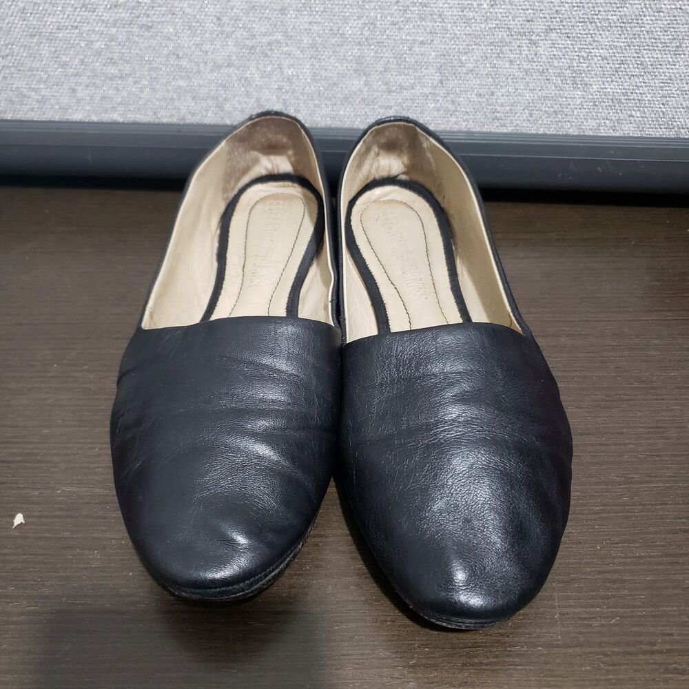 Elizabeth And James Flat  Black Leather Shoes 8B